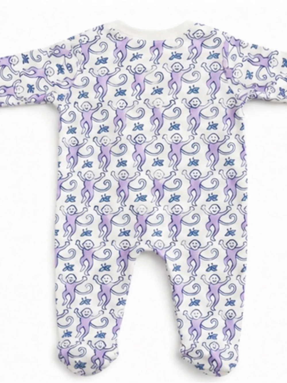 Roller Rabbit White Footed One-Piece with Purple Monkey Print